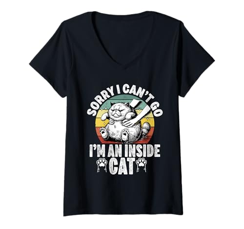 Damen Lustige introvertierte Katze I can't Go I'm an Inside cat Homebody T-Shirt mit V-Ausschnitt Damen Lustige introvertierte Katze I can't Go I'm an Inside cat Homebody T-Shirt mit V-Ausschnitt von I can't Go I'm an Inside cat funny introvert Home