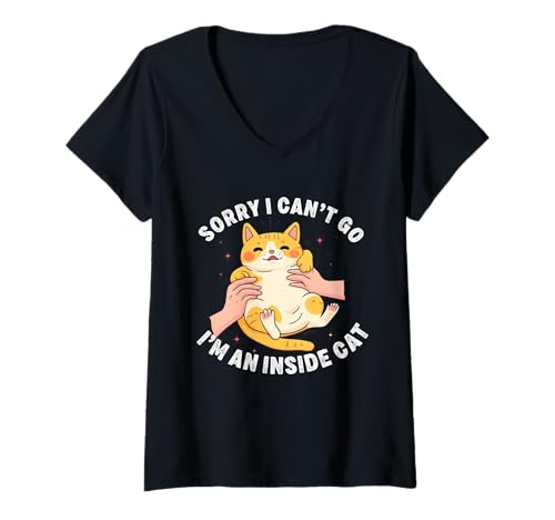 Damen Lustige introvertierte Katze I can't Go I'm an Inside cat Homebody T-Shirt mit V-Ausschnitt Damen Lustige introvertierte Katze I can't Go I'm an Inside cat Homebody T-Shirt mit V-Ausschnitt von I can't Go I'm an Inside cat funny introvert Home