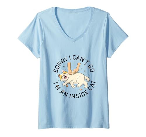 Damen Lustige introvertierte Katze I can't Go I'm an Inside cat Homebody T-Shirt mit V-Ausschnitt Damen Lustige introvertierte Katze I can't Go I'm an Inside cat Homebody T-Shirt mit V-Ausschnitt von I can't Go I'm an Inside cat funny introvert Home