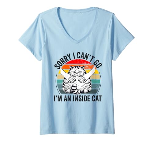 Damen Lustige introvertierte Katze I can't Go I'm an Inside cat Homebody T-Shirt mit V-Ausschnitt Damen Lustige introvertierte Katze I can't Go I'm an Inside cat Homebody T-Shirt mit V-Ausschnitt von I can't Go I'm an Inside cat funny introvert Home