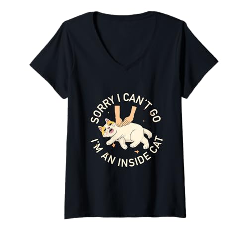 Damen Lustige introvertierte Katze I can't Go I'm an Inside cat Homebody T-Shirt mit V-Ausschnitt Damen Lustige introvertierte Katze I can't Go I'm an Inside cat Homebody T-Shirt mit V-Ausschnitt von I can't Go I'm an Inside cat funny introvert Home