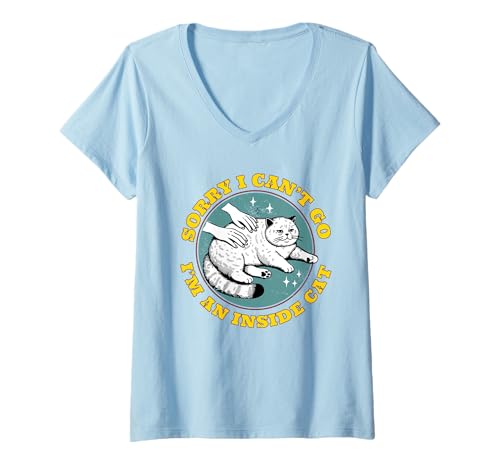 Damen Lustige introvertierte Katze I can't Go I'm an Inside cat Homebody T-Shirt mit V-Ausschnitt Damen Lustige introvertierte Katze I can't Go I'm an Inside cat Homebody T-Shirt mit V-Ausschnitt von I can't Go I'm an Inside cat funny introvert Home