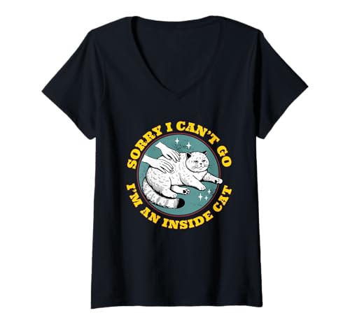 Damen Lustige introvertierte Katze I can't Go I'm an Inside cat Homebody T-Shirt mit V-Ausschnitt Damen Lustige introvertierte Katze I can't Go I'm an Inside cat Homebody T-Shirt mit V-Ausschnitt von I can't Go I'm an Inside cat funny introvert Home