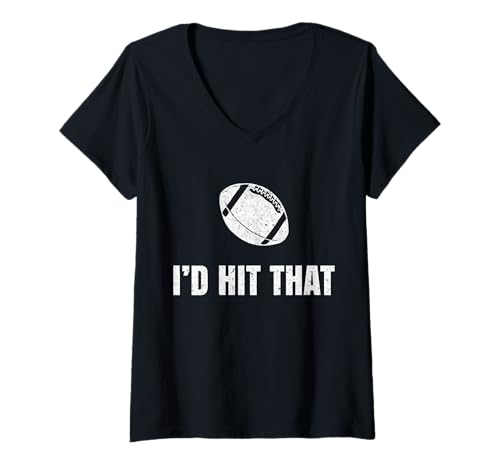 Damen Ich würde diesen lustigen American Football-Humor-Coach-Spieler treffen T-Shirt mit V-Ausschnitt Damen Ich würde diesen lustigen American Football-Humor-Coach-Spieler treffen T-Shirt mit V-Ausschnitt von I'd Hit That Football Lover Cool Football Tees
