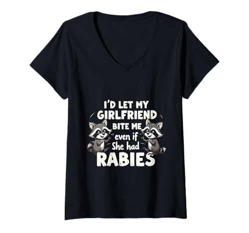Damen I'd Let My Girlfriend Bite Me Even If She Had Tollwut T-Shirt mit V-Ausschnitt Damen I'd Let My Girlfriend Bite Me Even If She Had Tollwut T-Shirt mit V-Ausschnitt von I'd Let My Girlfriend Bite Me Apparels