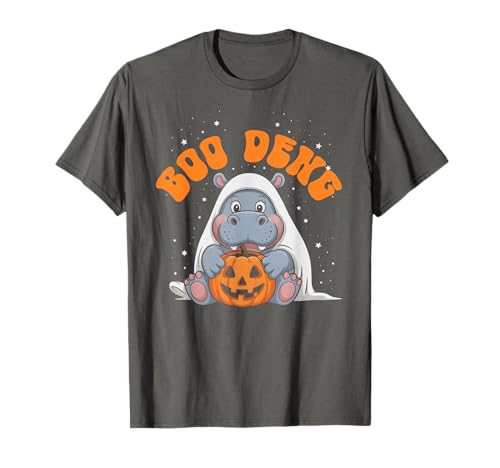 Cute Boodeng Baby Pygmy Hippo Gruseliges Süßes oder Saures T-Shirt von I'd Rather Be Hippopotamus Haunted House Monster