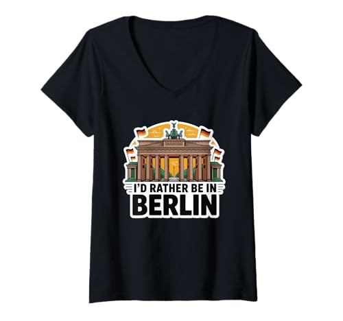 Damen Ich wäre Lieber in Berlin T-Shirt mit V-Ausschnitt Damen Ich wäre Lieber in Berlin T-Shirt mit V-Ausschnitt von I'd Rather Be In Berlin Apparel