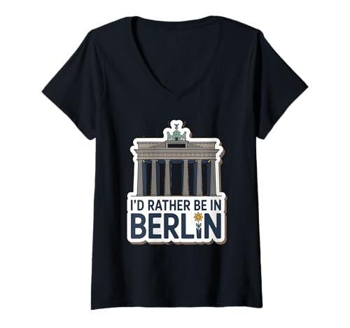 Damen Ich wäre Lieber in Berlin T-Shirt mit V-Ausschnitt Damen Ich wäre Lieber in Berlin T-Shirt mit V-Ausschnitt von I'd Rather Be In Berlin Apparel