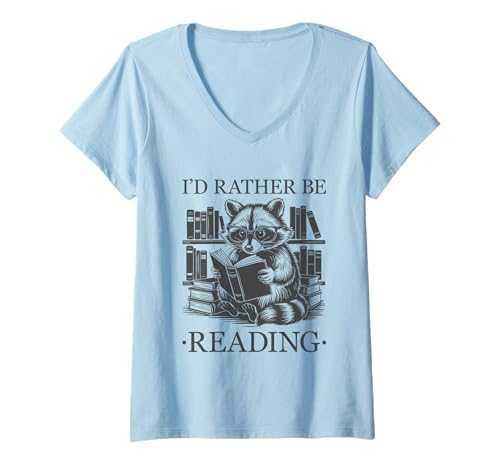 Damen I'd Rather Be Reading T-Shirt mit V-Ausschnitt Damen I'd Rather Be Reading T-Shirt mit V-Ausschnitt von I'd Rather Be Reading
