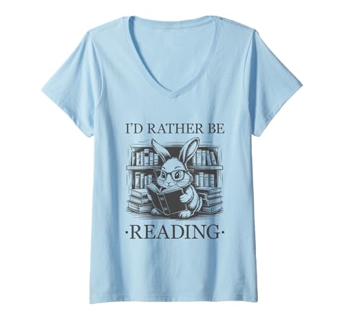 Damen I'd Rather Be Reading T-Shirt mit V-Ausschnitt Damen I'd Rather Be Reading T-Shirt mit V-Ausschnitt von I'd Rather Be Reading