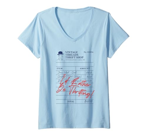 Damen I'd Rather be Thrifting quittungszettel I Love Thrifting T-Shirt mit V-Ausschnitt Damen I'd Rather be Thrifting quittungszettel I Love Thrifting T-Shirt mit V-Ausschnitt von I'd rather be thrifting
