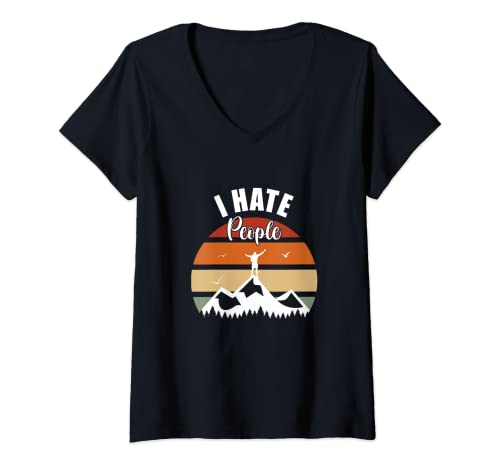 Damen I hate People Tshirt Ich hasse Menschen T-Shirt mit V-Ausschnitt von I hate People Tshirt Ich hasse Menschen