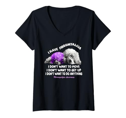 Damen Ich habe Fibromyalgie Ich möchte den Hund nicht bewegen T-Shirt mit V-Ausschnitt Damen Ich habe Fibromyalgie Ich möchte den Hund nicht bewegen T-Shirt mit V-Ausschnitt von I have fibromyalgia I don't want to move Tee