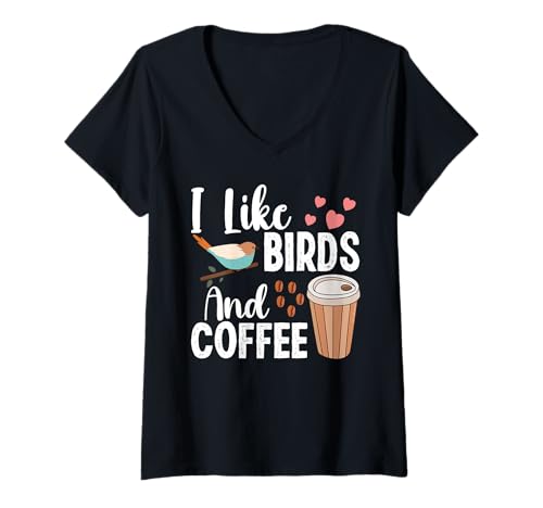 Damen I Like Birds and Coffee Funny Men Women Bird Lover Coffee T-Shirt mit V-Ausschnitt Damen I Like Birds and Coffee Funny Men Women Bird Lover Coffee T-Shirt mit V-Ausschnitt von I like birds and coffee For Bird Lover and Coffee