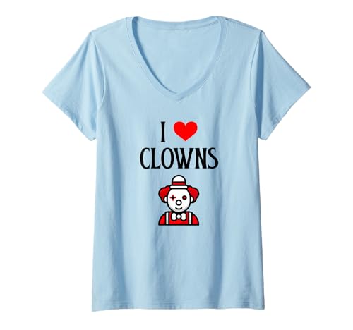 Damen Ich Liebe Clowns Ich Liebe Clowns Halloween Spirit Clown-Liebhaber T-Shirt mit V-Ausschnitt Damen Ich Liebe Clowns Ich Liebe Clowns Halloween Spirit Clown-Liebhaber T-Shirt mit V-Ausschnitt von I love Clowns Scary Halloween Clown lover costume