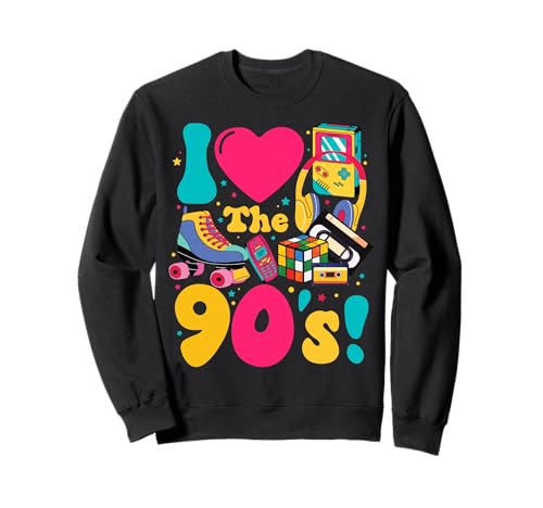 Lustiges Retro-Party-Kostüm für Herren und Damen mit Aufschrift „I Love The 90s“ Sweatshirt von I love The 90s Funny Retro Party 90's Costume