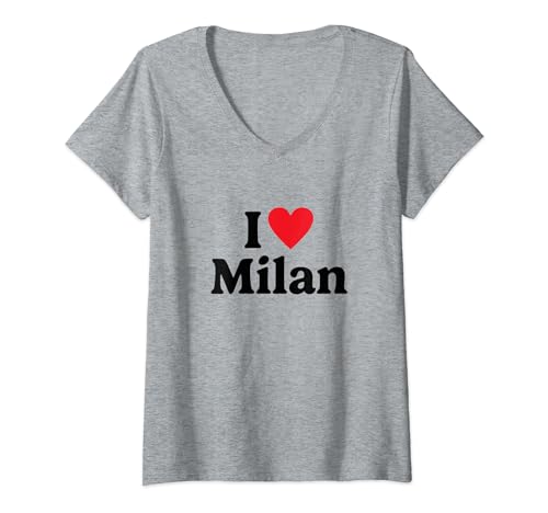 Damen I love Milan T-Shirt mit V-Ausschnitt von I love Travel