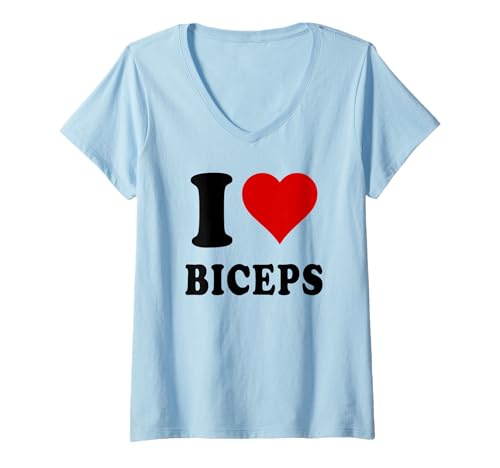 Damen I Love (Heart) Biceps Gym Muscles Lifting Arms Fitness T-Shirt mit V-Ausschnitt von I love heart Biceps tee