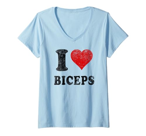 Damen I Love (Heart) Biceps Gym Muscles Lifting Arms Fitness T-Shirt mit V-Ausschnitt von I love heart Biceps tee