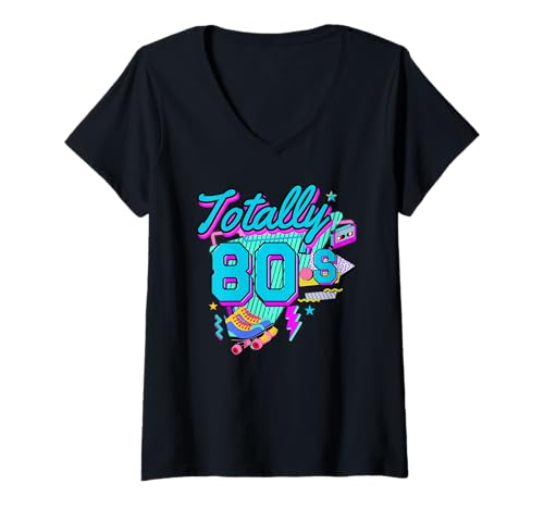 Damen Totally Retro-Halloween-Kostüm im Retro-Look der 90er T-Shirt mit V-Ausschnitt von I love the 80s, 90s Fashion Outfits for Men Women