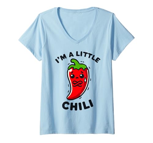Damen I'm A Little Chili Pepper Spicy Food Hot Sauce Lustiges Wortspiel T-Shirt mit V-Ausschnitt Damen I'm A Little Chili Pepper Spicy Food Hot Sauce Lustiges Wortspiel T-Shirt mit V-Ausschnitt von I'm A Little Chili Pepper Spicy Food Hot Sauce Pun