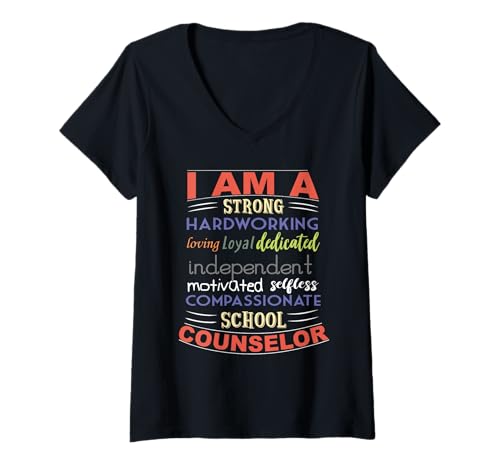 Damen Ich Bin EIN starker Schulberater, Berater, Psychologe, Lehrer T-Shirt mit V-Ausschnitt Damen Ich Bin EIN starker Schulberater, Berater, Psychologe, Lehrer T-Shirt mit V-Ausschnitt von I'm A Strong School Counselor Teacher Gifts
