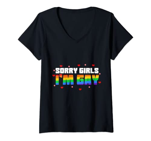 Damen Sorry Girls I'm Gay T-Shirt Rainbow Pride T-Shirt mit V-Ausschnitt von I'm Gay Pride T-Shirts & Gifts