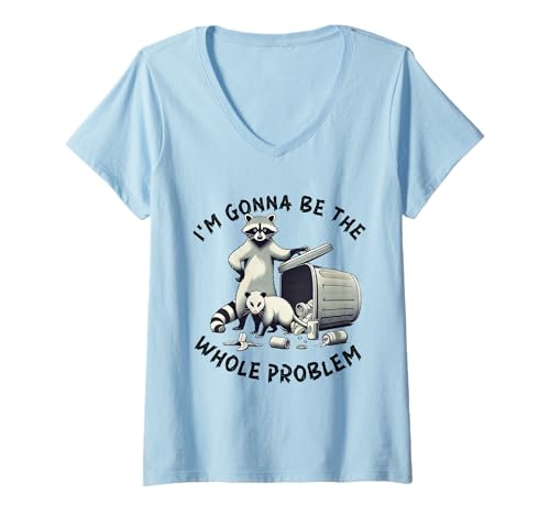 Damen I'm Gonna Be The Whole Problem Lustiger Waschbär T-Shirt mit V-Ausschnitt Damen I'm Gonna Be The Whole Problem Lustiger Waschbär T-Shirt mit V-Ausschnitt von I'm Gonna Be The Whole Problem Funny Raccoon