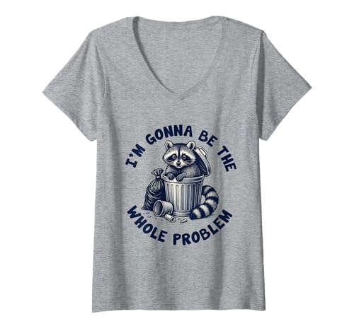 Damen I'm Gonna Be The Whole Problem Lustiger Waschbär T-Shirt mit V-Ausschnitt Damen I'm Gonna Be The Whole Problem Lustiger Waschbär T-Shirt mit V-Ausschnitt von I'm Gonna Be The Whole Problem Funny Raccoon