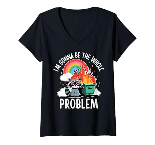 Damen Waschbär Im Gonna Be The Whole Problem Funny Trash Panda Meme T-Shirt mit V-Ausschnitt Damen Waschbär Im Gonna Be The Whole Problem Funny Trash Panda Meme T-Shirt mit V-Ausschnitt von I'm Gonna Be The Whole Problem Tees