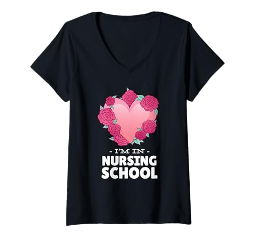 Damen Ich Bin in der Krankenpflegeschule - Lustige Krankenschwester T-Shirt mit V-Ausschnitt von I'm In Nursing School