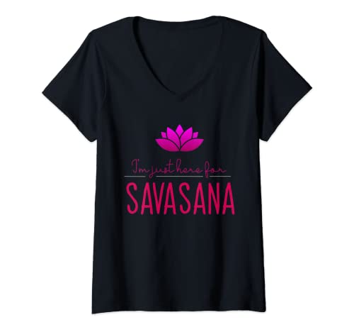 Damen Meditations- und Yoga-Design für "I'm Just Here For Savasana" T-Shirt mit V-Ausschnitt Damen Meditations- und Yoga-Design für "I'm Just Here For Savasana" T-Shirt mit V-Ausschnitt von I'm Just Here For Savasana or hatha Yoga