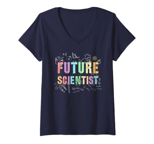 Damen Cleverer Zukunftswissenschaftler STEM-Teamlehrer Learn Nerd Tech T-Shirt mit V-Ausschnitt von I'm Just Here To Think Geek Inspire Graduate
