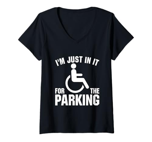 Damen Ich bin nur wegen dem Parkplatz T dabei T-Shirt mit V-Ausschnitt Damen Ich bin nur wegen dem Parkplatz T dabei T-Shirt mit V-Ausschnitt von I'm Just In It For The Parking
