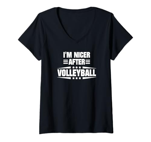 Damen Nach Volleyball bin ich netter T-Shirt mit V-Ausschnitt Damen Nach Volleyball bin ich netter T-Shirt mit V-Ausschnitt von I'm Nicer After Volleyball