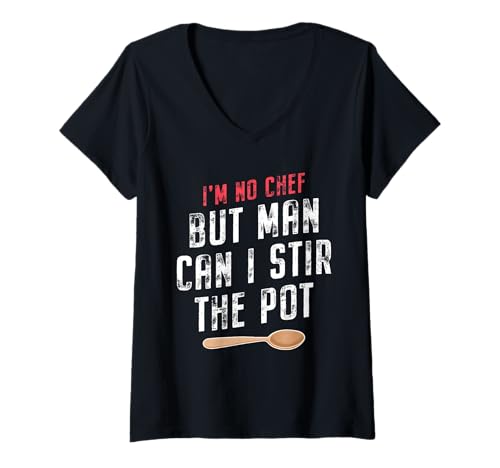 Damen Zitat "I'm No Chef but Man Can I Stir the Pot" T-Shirt mit V-Ausschnitt Damen Zitat "I'm No Chef but Man Can I Stir the Pot" T-Shirt mit V-Ausschnitt von I'm No Chef but Man Can I Stir the Pot Design