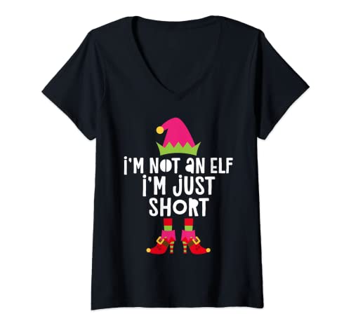 Damen I'm Not An Elf I'm Just Short T-Shirt passend zu Weihnachten T-Shirt mit V-Ausschnitt von I'm Not An Elf I'm Just Short Shirts