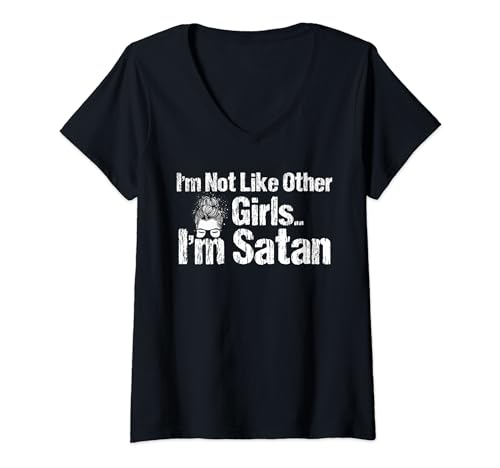Damen I'm Not Like Other Girls Vintage I'm Satan Meme Zitat Lustig T-Shirt mit V-Ausschnitt von I'm Not Like Other Girls Vintage I'm Satan Meme