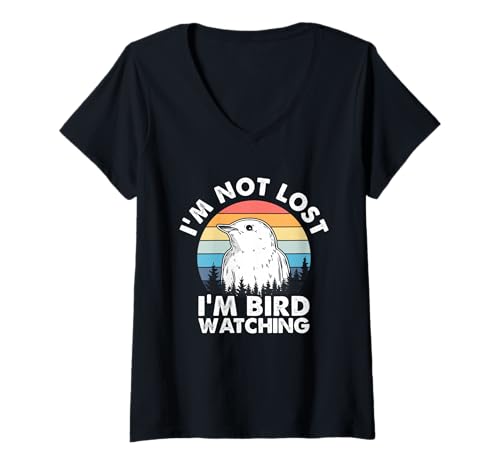 Damen Birdwatcher Birdwatching I'm Not Lost I'm Bird Watching T-Shirt mit V-Ausschnitt Damen Birdwatcher Birdwatching I'm Not Lost I'm Bird Watching T-Shirt mit V-Ausschnitt von I’m Not Lost I’m Bird Watching Gift