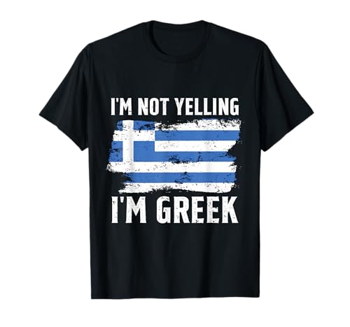 Ich Schreie Nicht, ich Bin Griechin, Männer, Frauen, Flagge Griechenlands, Lustig T-Shirt von I'm Not Yelling I'm Greek Heritage Apparel Co.