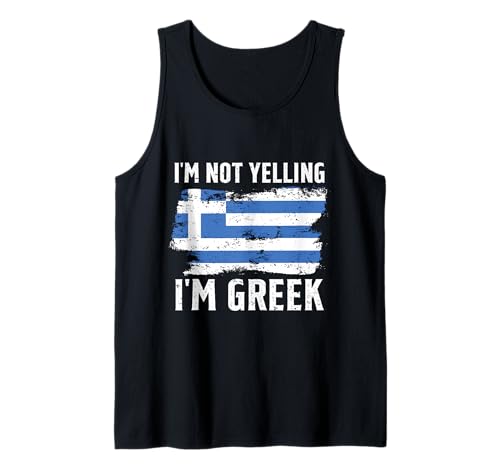 Ich Schreie Nicht, ich Bin Griechin, Männer, Frauen, Flagge Griechenlands, Lustig Tank Top von I'm Not Yelling I'm Greek Heritage Apparel Co.