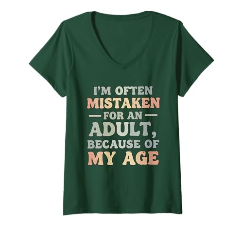 Damen I'm Often Mistaken for An Adult Because of My Age T-Shirt mit V-Ausschnitt Damen I'm Often Mistaken for An Adult Because of My Age T-Shirt mit V-Ausschnitt von I'm Often Mistaken For An Adult ... Funny Saying