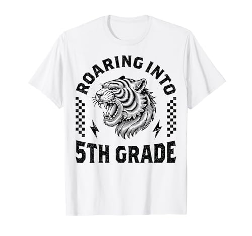 Brüllen in die 5. Klasse, Brüllender Tiger, Schulanfang, Kinder T-Shirt von I’m Ready for Fifth Grade Dinosaur Funny Tiger Kid
