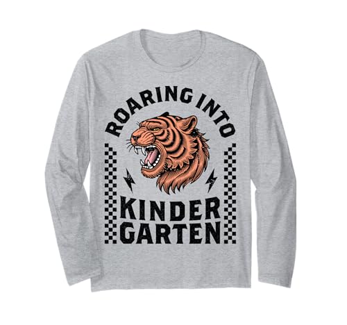Roaring Into Kindergarten Tiger Einschulung Junge Mädchen Langarmshirt von I’m Ready to Crush Kindergarten Roaring Tiger Kids