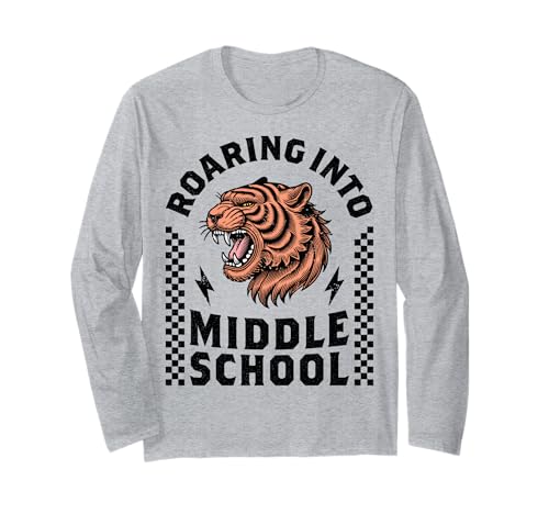 In die Mittelschule brüllen Tiger Zurück zur Schule Junge Mädchen Kind Langarmshirt In die Mittelschule brüllen Tiger Zurück zur Schule Junge Mädchen Kind Langarmshirt von I’m Ready to Crush Middle School 8th 7th 6th Grade