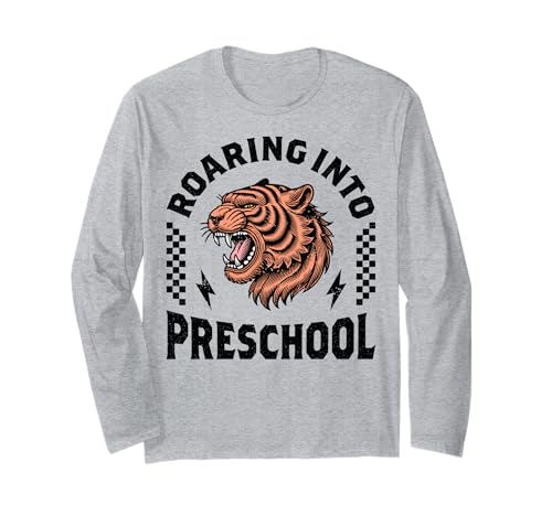 Roaring Into Preschool Tiger Zurück zur Schule Junge Mädchen Lustig Langarmshirt Roaring Into Preschool Tiger Zurück zur Schule Junge Mädchen Lustig Langarmshirt von I’m Ready to Crush Preschool First Day of School