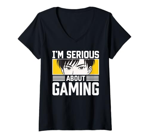 Damen I’m Serious About Gaming Anime Eyes Gamer Style Funny Player T-Shirt mit V-Ausschnitt Damen I’m Serious About Gaming Anime Eyes Gamer Style Funny Player T-Shirt mit V-Ausschnitt von I’m Serious About Gaming Anime Store