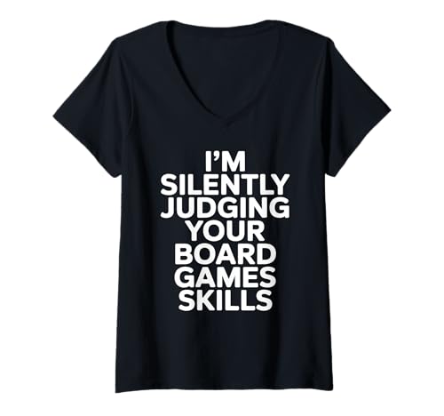 Damen Lustiger Familien-Brettspielabend T-Shirt mit V-Ausschnitt Damen Lustiger Familien-Brettspielabend T-Shirt mit V-Ausschnitt von I’m Silently Judging Your Board Games Skills