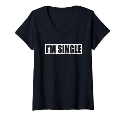 Damen Ich bin Single Vintage Ich bin Single T-Shirt mit V-Ausschnitt Damen Ich bin Single Vintage Ich bin Single T-Shirt mit V-Ausschnitt von I'm Single Tee