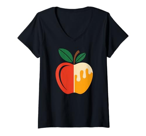 Damen Apple Honey Dip Repeat Rosh Hashanah Yom Kippur Hanukkah T-Shirt mit V-Ausschnitt Damen Apple Honey Dip Repeat Rosh Hashanah Yom Kippur Hanukkah T-Shirt mit V-Ausschnitt von I'm Sweeter Than Apples And Honey Rosh Hashanah